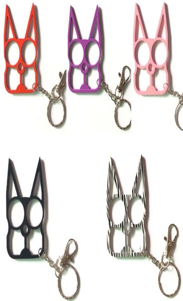 

genuine 5282cm cute cat keychain rabbit ears selfdefense tool two finger clasp with key chain selfdefense supplies outdoor wi5180899, Silver