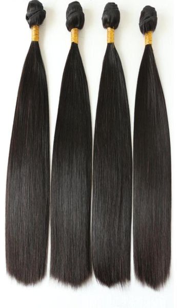 

100 human hair straight double drawn raw virgin hair 1 bundle2353607, Black