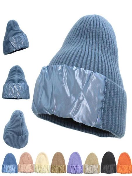 

winter beanie 2021 color outdoor hedging girls windshield cold hat female stitching knitted hats8887360, Blue;gray