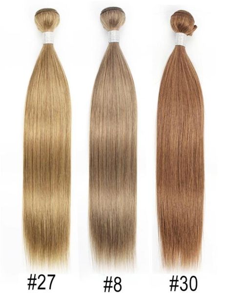 

precolored hair extension color8 ash brown color27 honey blonde color30 medium auburn straight body wave brazilian human hair wea1409688, Black