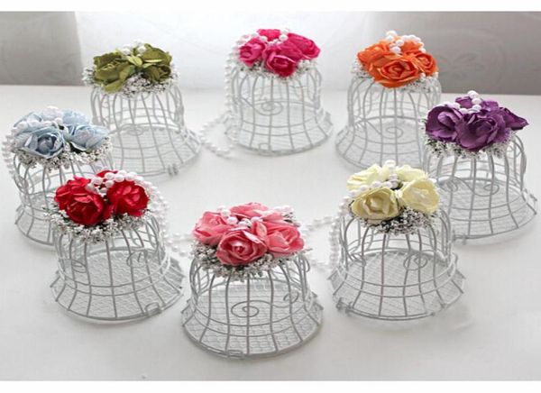 

2021 wedding favor boxes white metal bell birdcage shaped with flowers party gift boxes supplies candy boxes for gues7207552