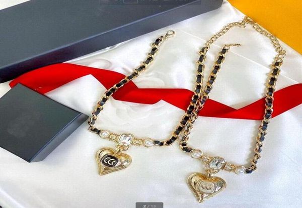 

new love heart pendant retro necklaces wearing leather rope women039s lambskin rope austrian crystal metal necklace4987174, Silver