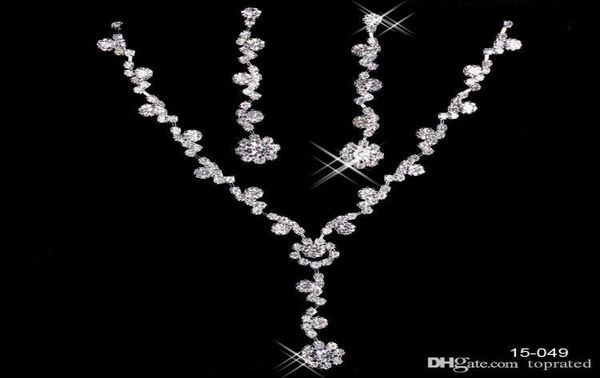 

15049 bridal jewelry necklace alloy plated rhinestones pearls crystal jewelry set for wedding bride bridesmaid 4497695, White