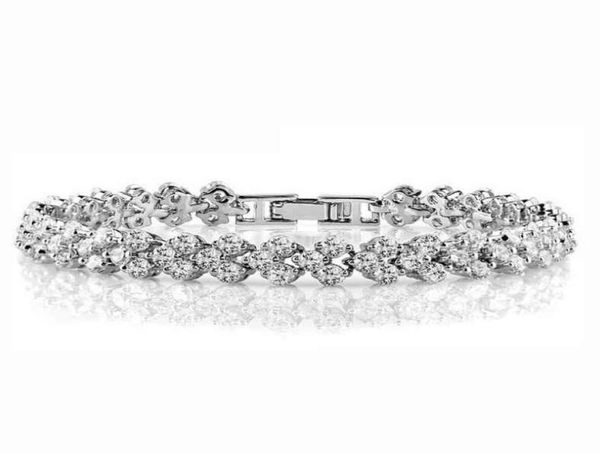 

2022 new roman chain heart digns zirconia diamond 925 sterling sier tennis bracelet1111629, Golden;silver
