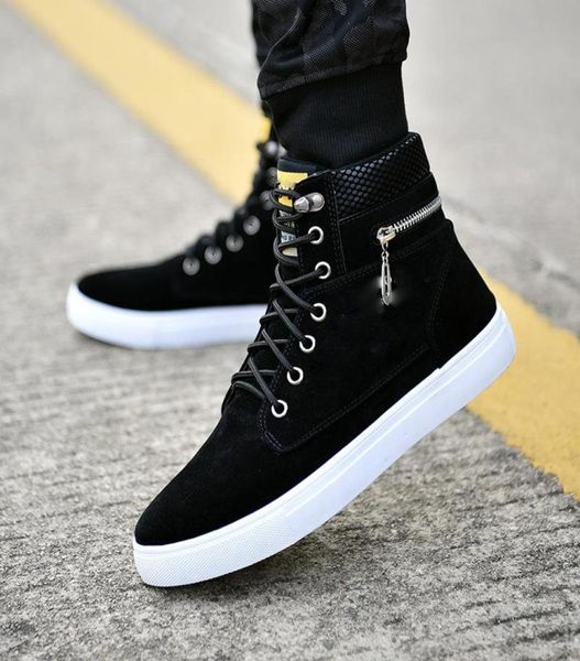 

2022 spring highkorean men039s shoes student artificial suede sneakers casual trend wild outdoor ventilation increased dh95371263, Black