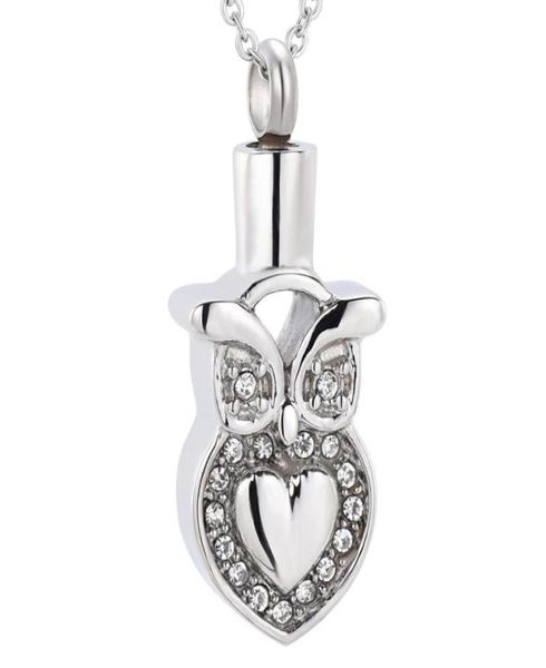 

owl with crystal memorial urn necklace pethuman ashes funeral urn necklace ash locket cremation jewelry73949104456855, Silver
