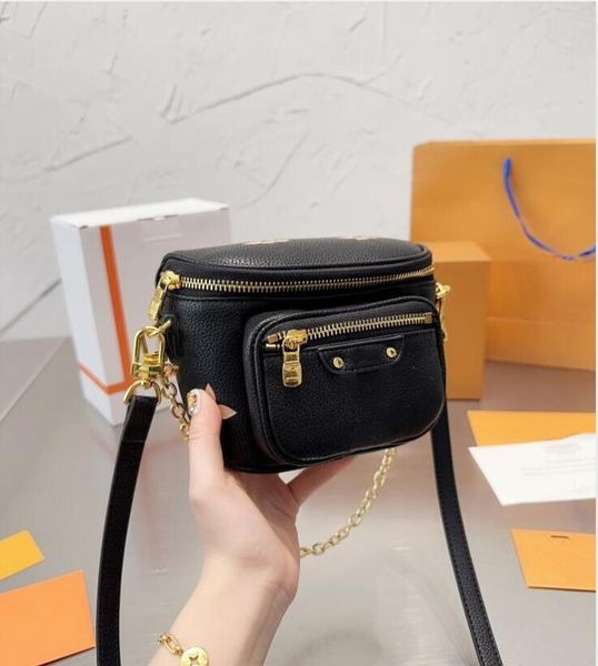 

2023 new women bag luxury handbag shoulder bag brand designer seam leather ladies metal chain black messenger waist chain bags lambskin