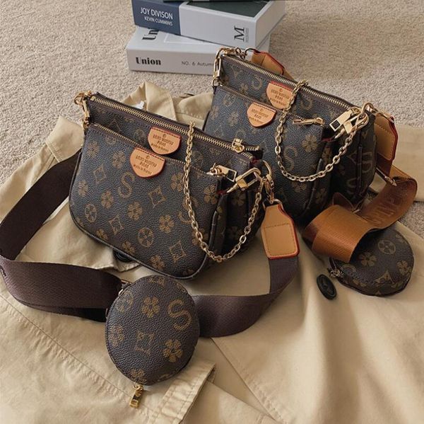 

3in1 sets women crossbody bag 2021 fashion classic printed pattern shoulder messenger chain bags ladies fashionable purses6178095