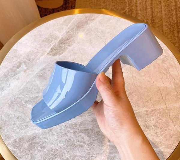 

high heel platform rubber slippers open toe outdoor casual slippers beach shoes summer flipflops jelly shoes women pumps ladies3358340, Black