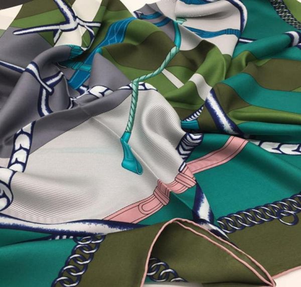 

whole new style 100 twill silk material print pattern square scarves for women size 130cm 130cm1930979, Blue;gray
