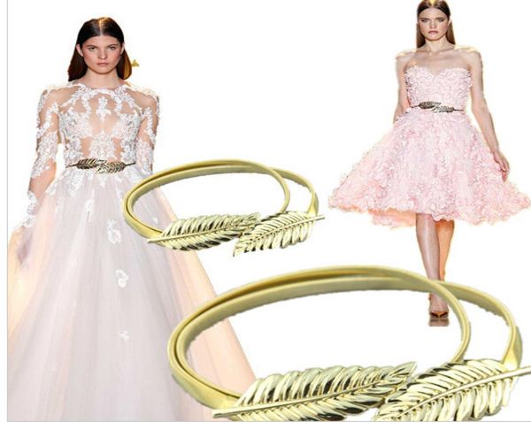 

in stock adjustable zuhair murad matching goldsilver leaves belts for wedding dresses belt bridal sashes 2239024, White