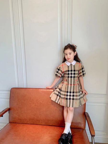 

flower girl dress brown kid clothing set for summer clothe wholesale 110-160 cm cotton material child toddler girls plaid clothes sets summe, Red;yellow