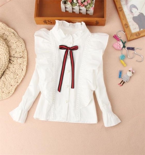 

arrival girls blouses fall children clothes white mandarin collar blouse for back to school shirts teen kids 2203144589205, White;black