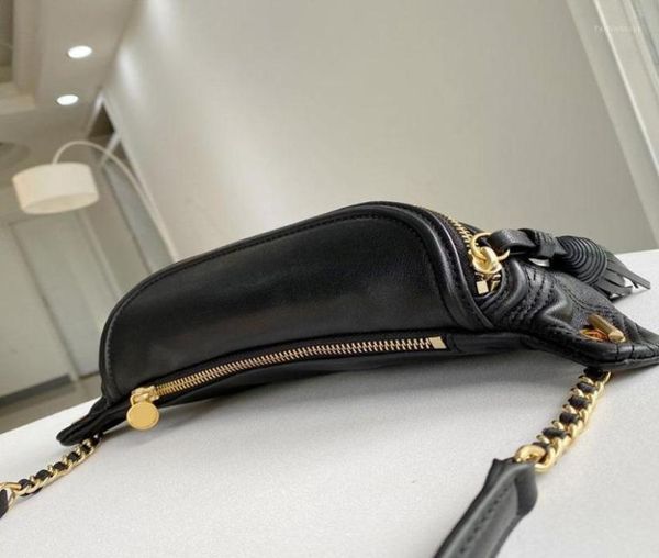 

waist bags genuine leather bag sheepskin material ins style internet celebrities leisure girl crossbody chest fanny black18836447