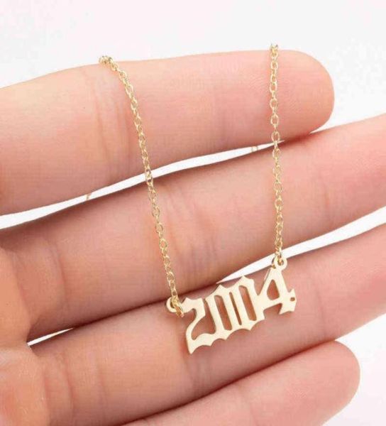 

stainless steel 2002 2003 2004 2005 2006 number pendant necklaces women femme statement necklace year number jewlery collier g12136463868, Silver