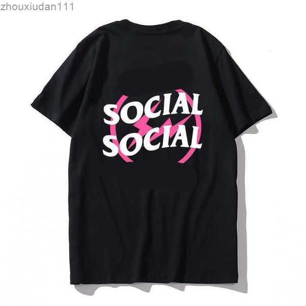 

summer men's t shirt anti social club trend flower butterfly loose print short-sleeved men and women couples t-shirt sunscreen design22, White;black