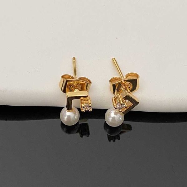 

famous brand tiffay's same balanced series of notes freshwater pearl earrings personalized minority design versatile net red, Golden