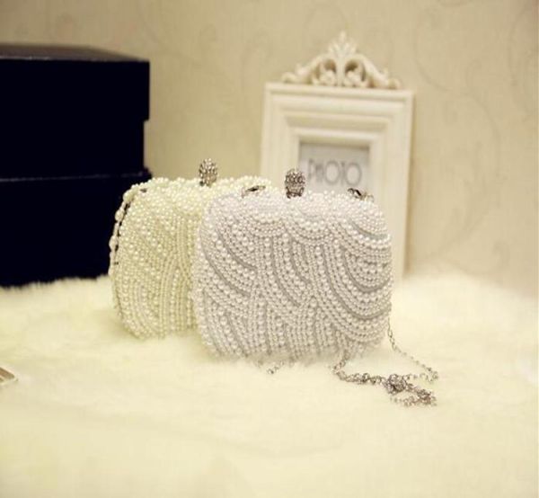 

handmade whitecreamy women039s girl abs pearl clutch bags chain handbag purse evening bag banquet bags3434762