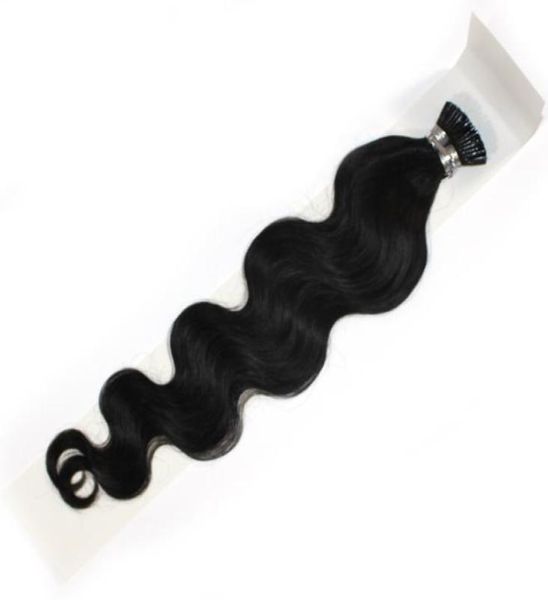 

100gpack prebonded fusion hair extensions body wave keratin stick i tip brazilian prebonded human hair extensions 18quot24quo1317020, Black