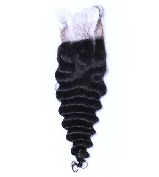 

deep wave 4x4 human hair lace closures natural black bleached knots preplucked7304772, Black;brown