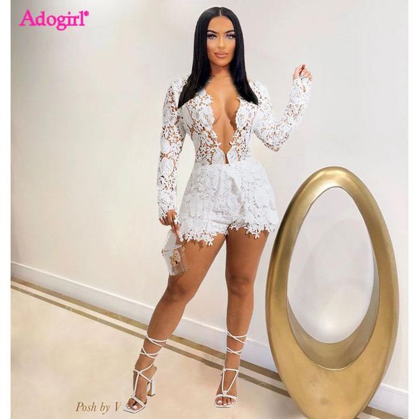 

dress adogirl hollow out lace 2 piece sets women see through long sleeve cardigan shirt and shorts fashion party suits, White