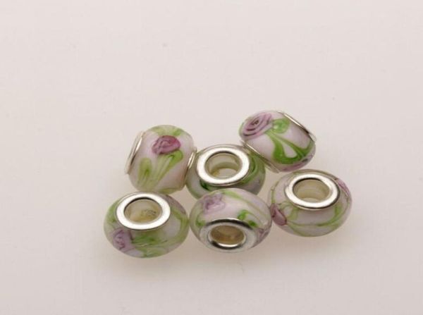 

mic 100pcs silver core endearing flower murano glass beads fit charms bracelets 14 x 10mm jewelry diy 3753809907, Bronze;silver