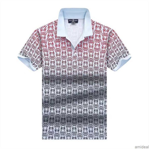 

mens polos psycho bunny tees summer cotton short sleeve business design skull rabbit pattern t shirt casual striped designer breathable t-sh, White;black