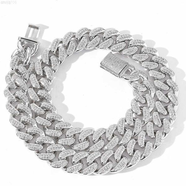

wholesale hip hop 15mm vvs moissanite diamond 925 silver iced out bling cuban link chain for men rapper necklace