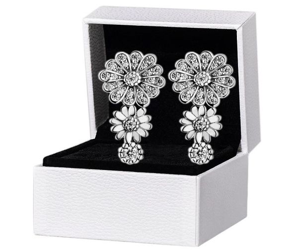 

sparkling daisy flower trio stud earrings original box for pandora 925 sterling silver pendant earring women wedding jewelry set1161812, Golden;silver