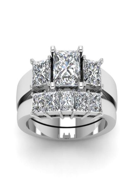 

women 925 silver ring square diamond ring anniversary gift engagement wedding ring jewelry set us size 5126167645