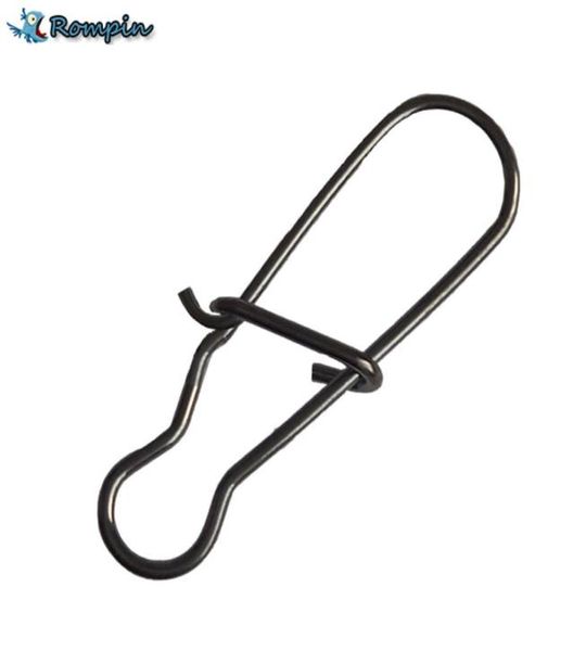 

rompin 50pcs hooked snap stainless steel fishing barrel swivel safety snaps hook lure accessories connector snap pesca9799204