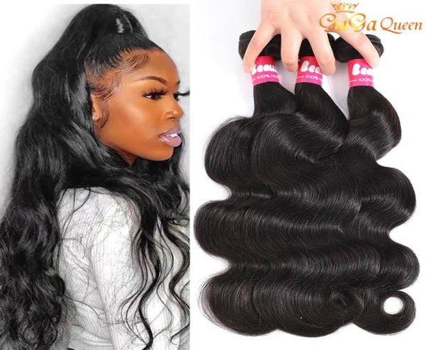 

raw indian virgin human hair body wave bundles natural whole vendor brazilian 3 bundle deal double weft6523213, Black