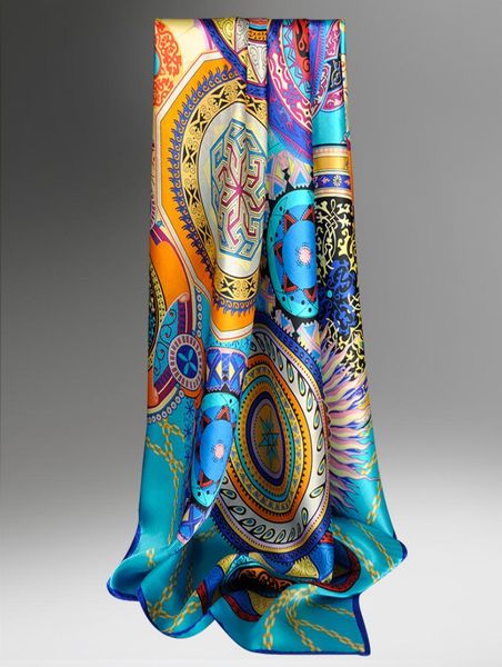 

women square silk scarf 90x90cm bandana gift for mother hangzhou pure silk neck scarfs wraps100 real silk square scarves 2010219419310, Blue;gray