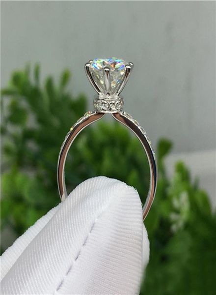 

whole real original solid 925 silver ring inlay 1 carat diamant wedding rings fine jewelry cz engagement rings for women xr0509856127, Slivery;golden