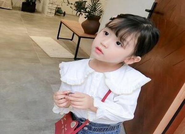 

2019 new spring fashion children white lotus leaf collar tshirt cardigan students girl clothes autumn coat1368838, White;black