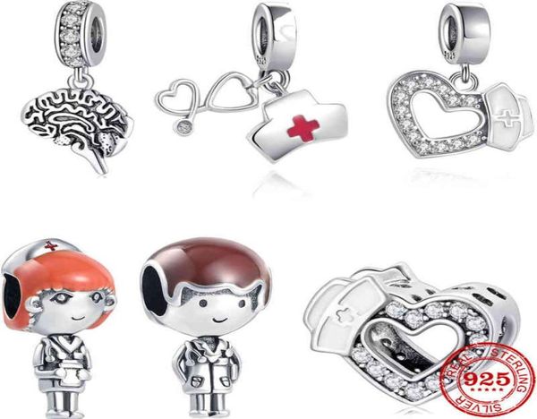 

new original silver nurse hospital stethoscope charm bead fit pandora charm silver 925 beads bracelet for women diy jewelry gift2089675