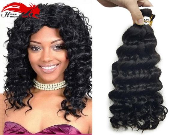 

human hair for micro braids deep curly wave bulk hair braiding no attachment 3pcs 150gram brazilian1115675, Black