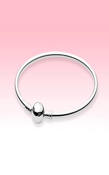 

real 925 sterling silver ball clasp bangle bracelet with original box for pandora diy charms bracelet for women mens bangles2296273, Black