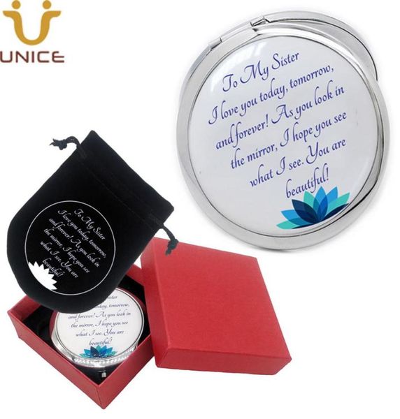 

moq 100 pcs custom logo portable makeup mirror pocket silver round cosmetic mirrors with gift box and velvet bag4751293