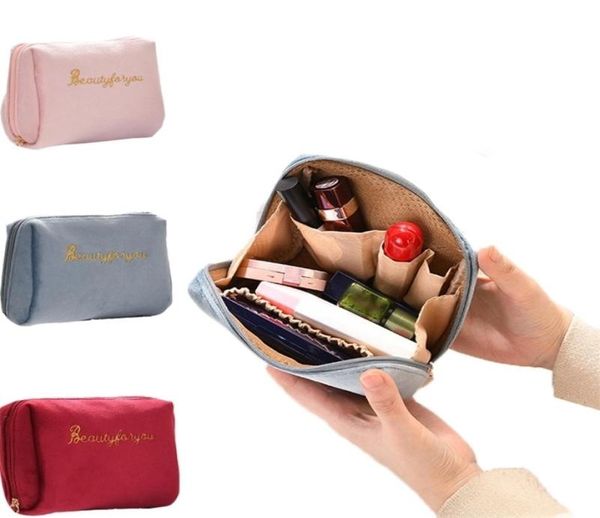 

women039s cosmetic bag zipper velvet beauty makeup bags travel female girl brush lipstic storage toiletry kit pouch 2202185379623