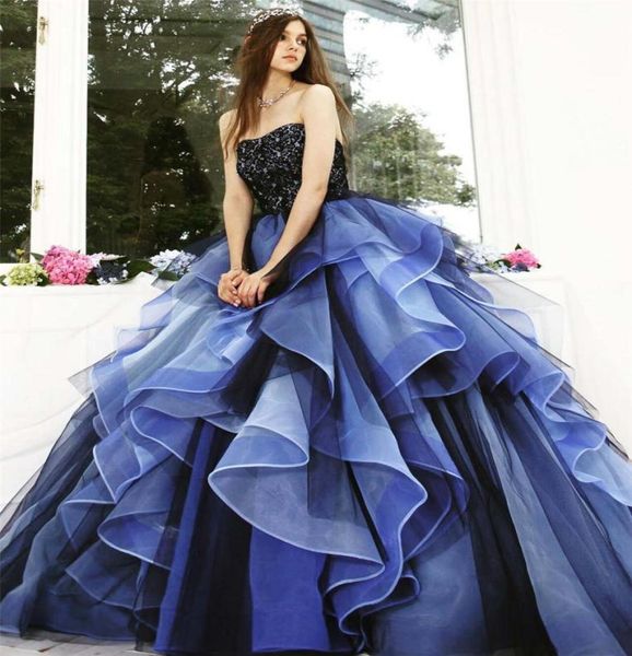 

quinceanera dresses sweetheart lace sequins ribbons sleeveless ruffles tulle floor length ball gown evening party dress vestidos d5420587, Blue;red