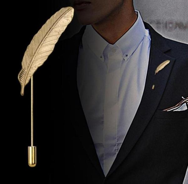 

pins brooches fashion personality brooch men039s shirt coat clothing leaf pin business suit metal simple feather accessories9835679647770, Gray