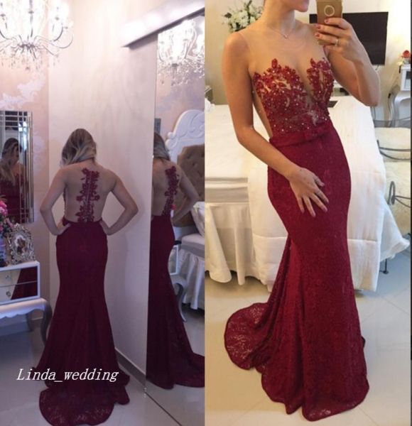 

2019 mermaid prom dress burgundy red applique lace long special occasion dress evening party gown plus size vestidos de festa8771044, Black