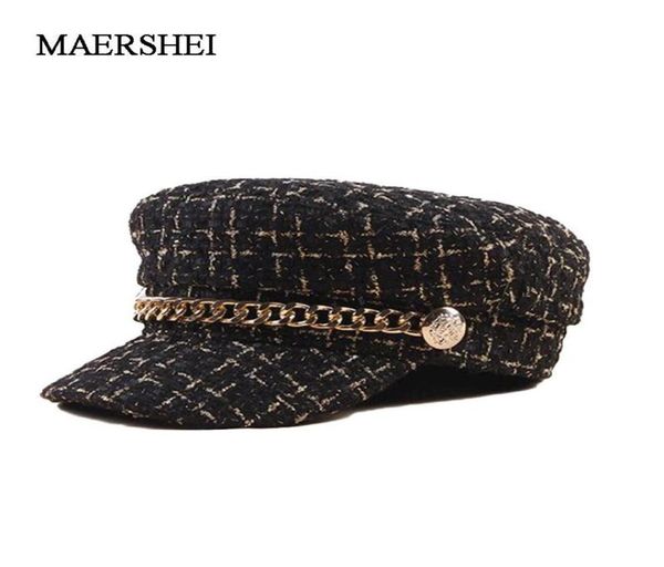 

autumn winter plaid women chain beret hat flat cap salior hat girl visor travel berets newsboy caps fashion hats5370719, Blue;gray