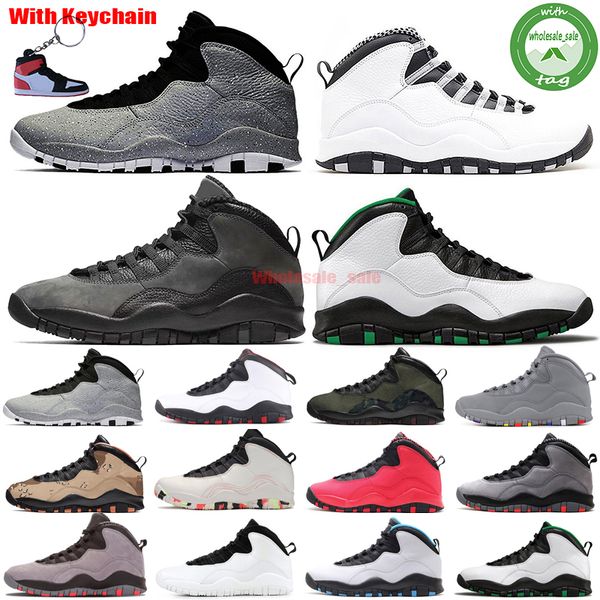 

with box jumpman 10 cement streel grey 10s men basketball shoes chicago flag linen orlando seattle shadow tinker racer blue mens trainers 40