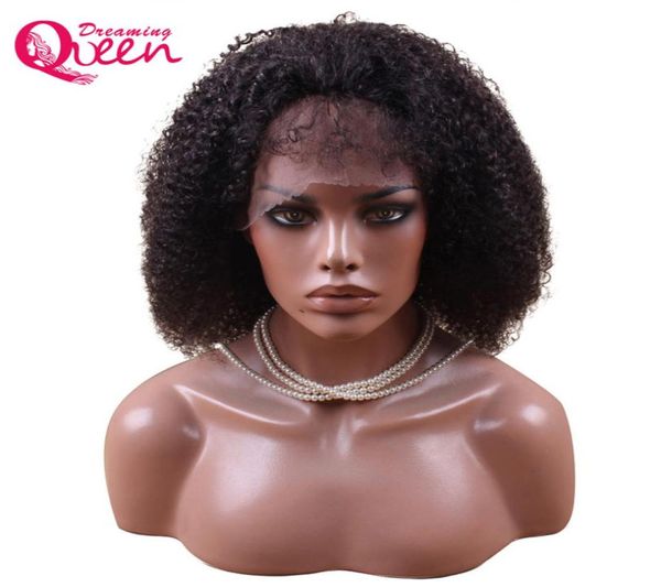 

mongolian afro kinky curly wig lace front vrigin human hair wigs natural line with baby hair for black women dreaming queen6821525, Black;brown