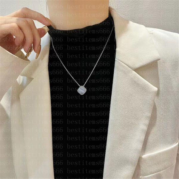 

15mm classic 4/four leaf clover pendants necklaces mother-of-pearl stainless steel plated 18k for women&girl valentine's mother's, Silver