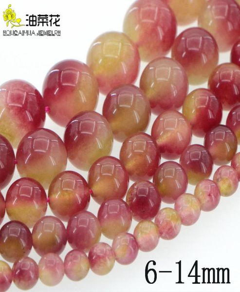 

natural stone 414 mm tourmaline round loose beads diy accessories making woman girl gift christmas wedding necklace bracelet whol5345655, Green;white