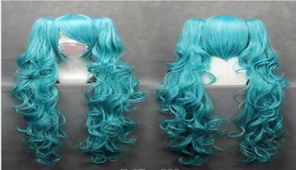 

long vocaloidhatsune miku blue anime cosplay wig2 clip on ponytail wig cap1092454, Black