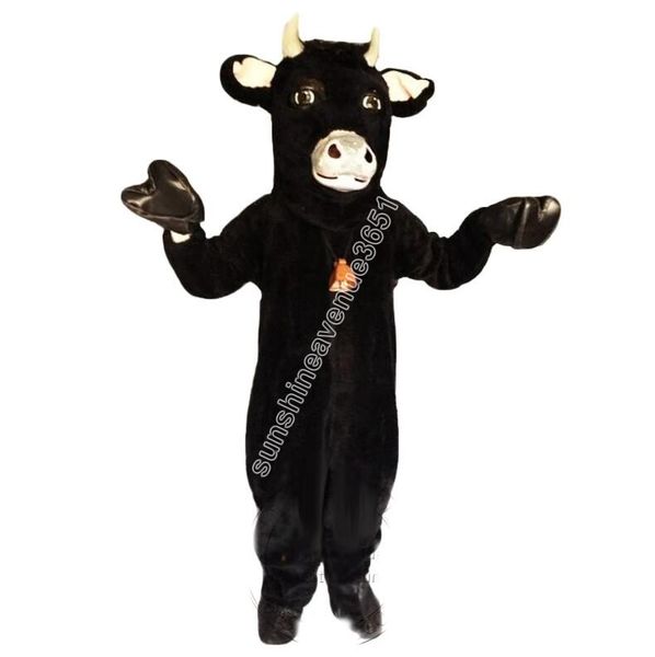 

new black furry bull mascot costume cartoon anime theme character carnival adults size christmas birthday party outdoor outfit suit, Red;yellow